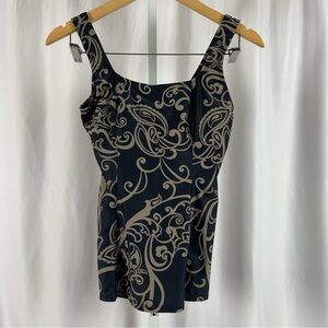 Popina Medium Made in USA Boho Fitted Tank Swim Top Tankini Neutral Square Neck